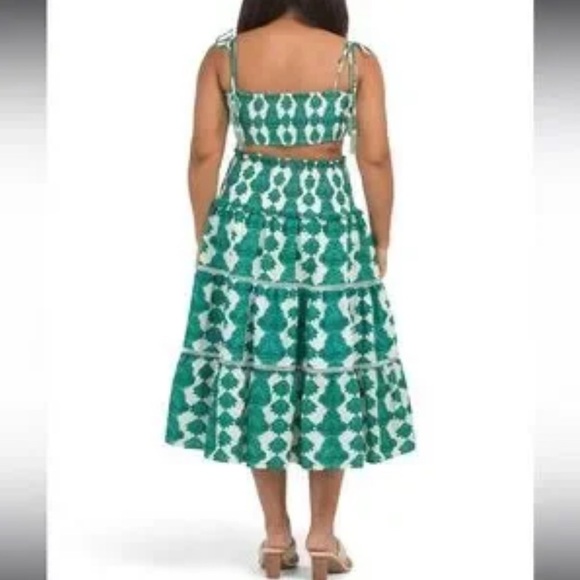 House of Harlow 1960 Green and White A-Line Midi Skirt Resort Wear - Picture 3 of 12